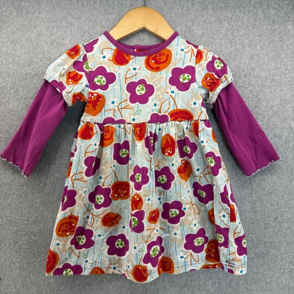 Hanna Andersson Other - Hanna Andersson Girls Size 80 / US 2 Long Sleeve Dress Blue Purple Orange Floral